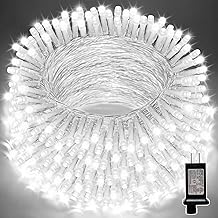 LAMPHOME 33ft Christmas Decorative Mini Lights, 100 LED Transparent Wire Fairy Starry String Lights Plug in, 11 Lighting Modes, for Indoor Outdoor Xmas Tree Wedding Party Decoration (White)