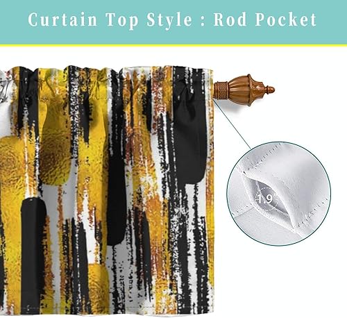 Miniatura 4 de Cenefa de cortina de ventana con temática moderna de estilo artístico, patrón de acuarela para sala de estar, cenefa de cortina con bolsillo para