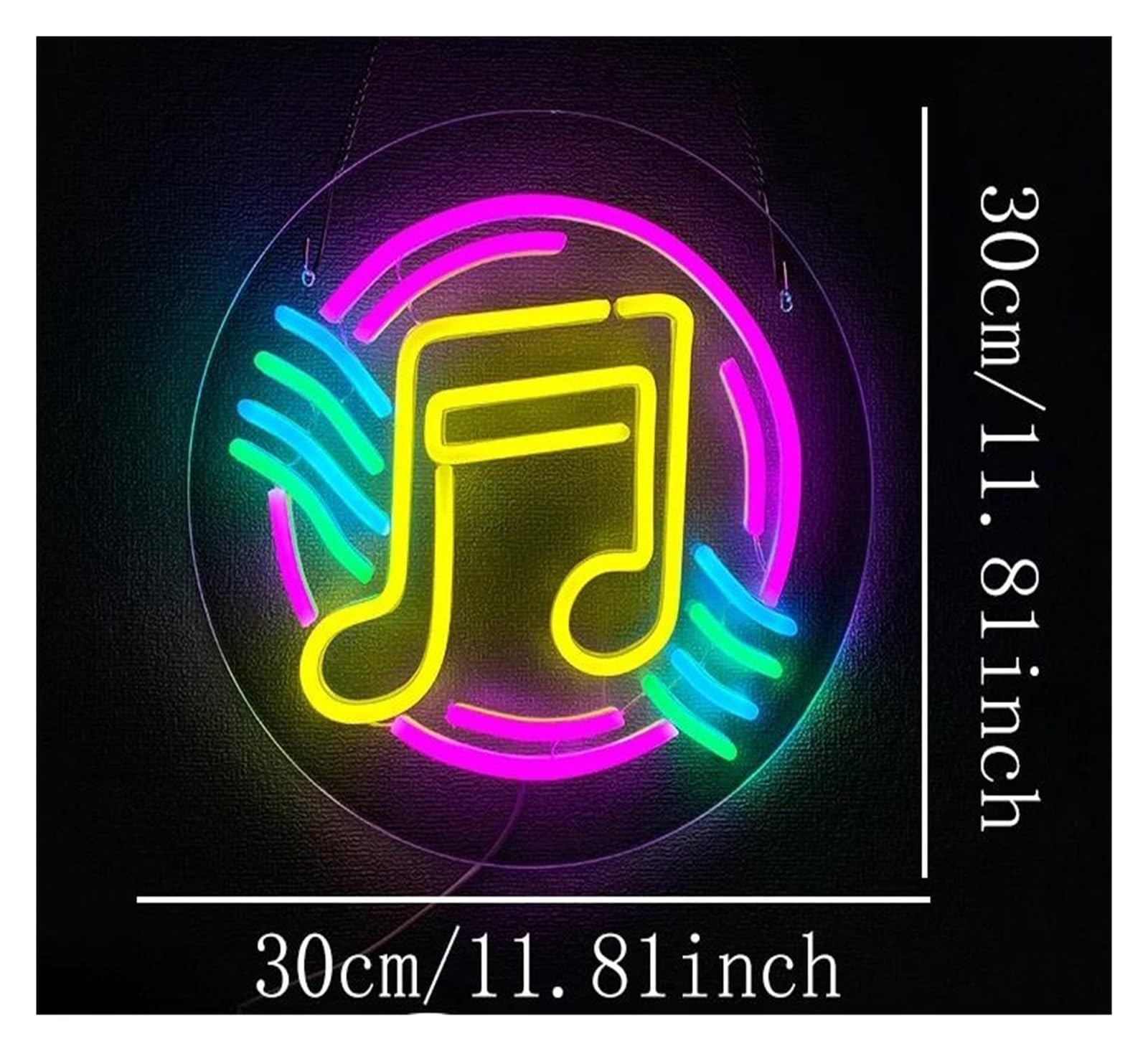 Luci al Neon Da Parete Luci Al Neon Con Notazione Musicale, Decorazione Artistica Per La Casa, Decorazione Per Feste Di Negozi Di Musica 30cmх30cm