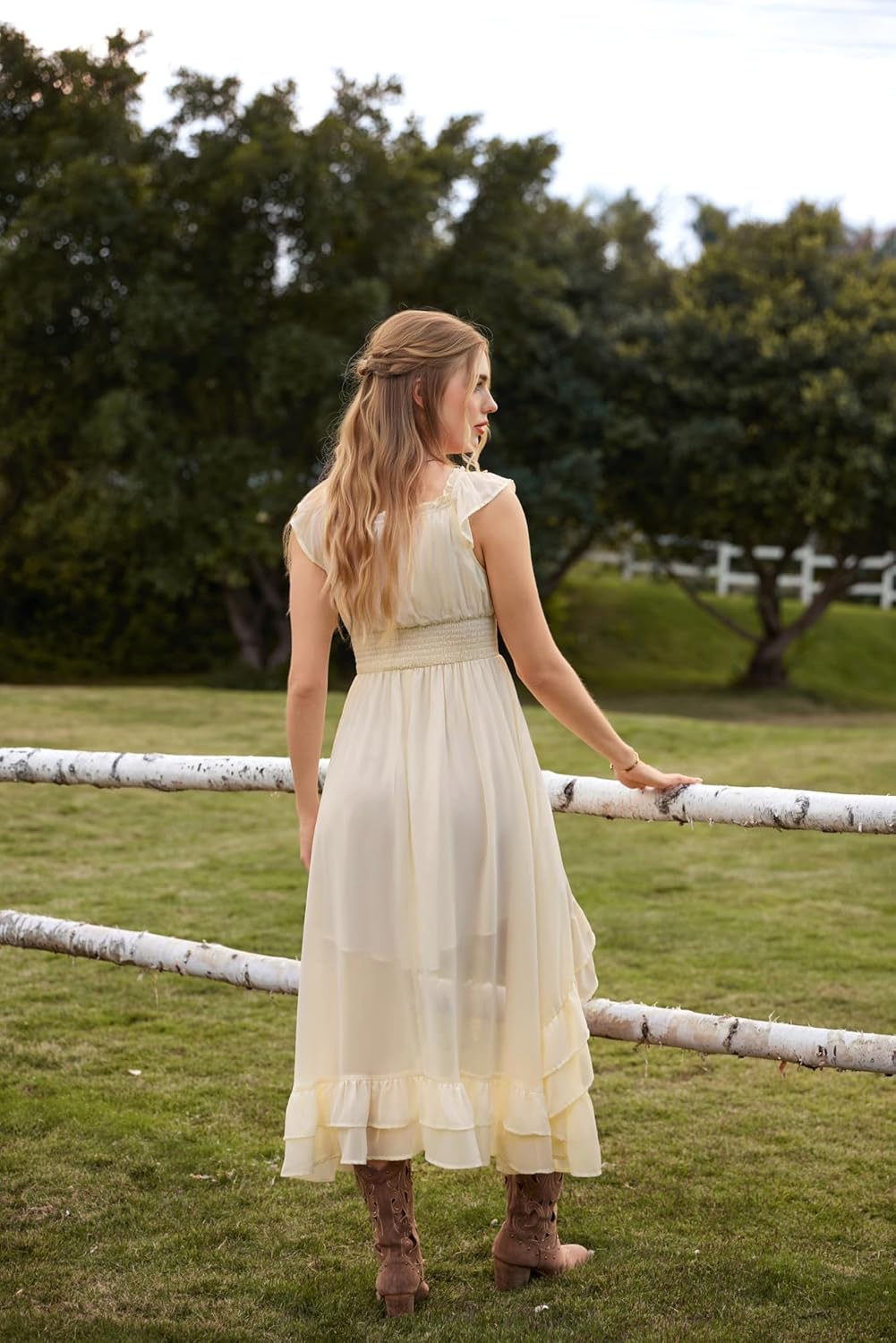 SCARLET DARKNESS Renaissance Corset Dress for Women Off Shoulder Flowy Sundress Wedding Guest Chiffon Dresses - Image 3