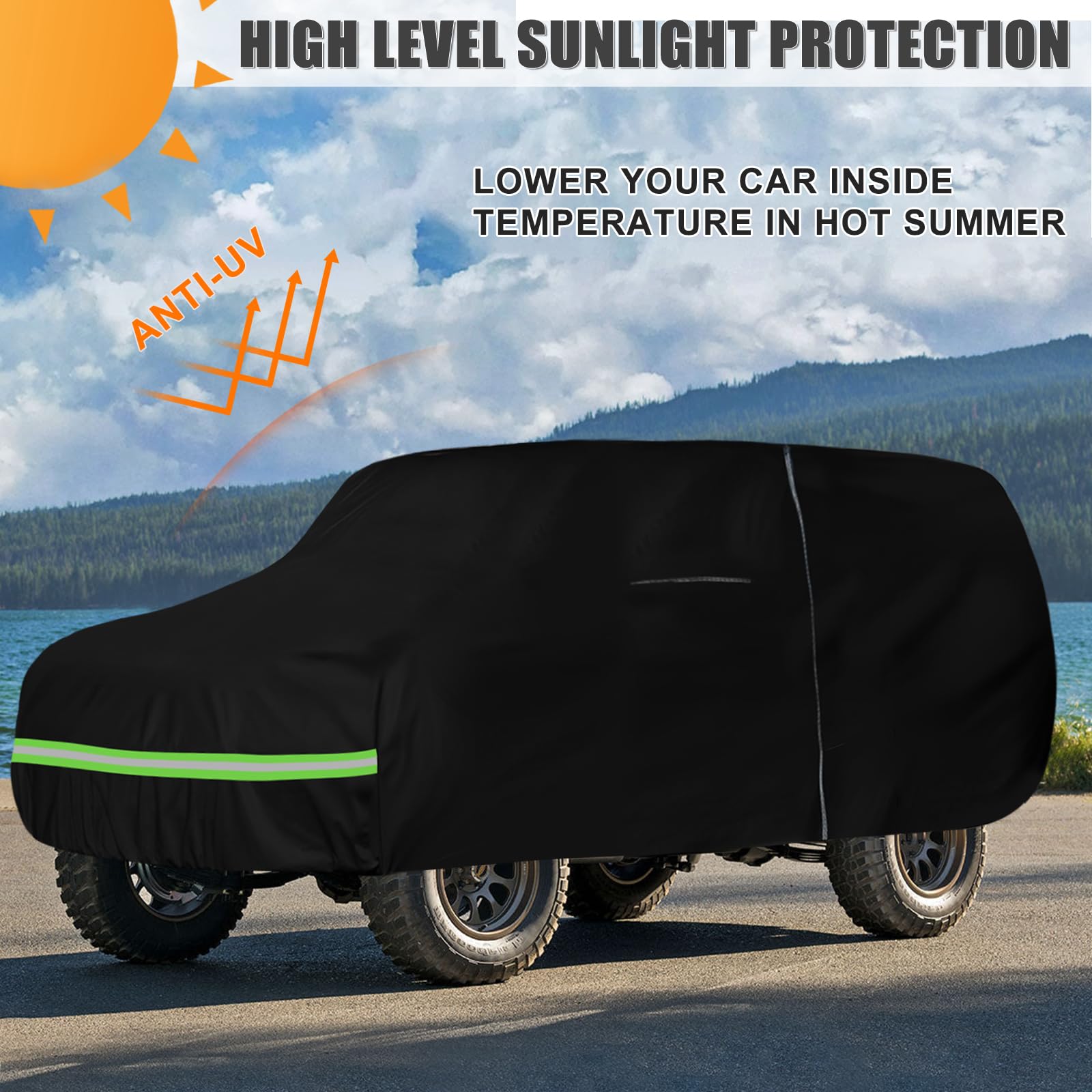 Waterproof Car Cover Replace for 1971-1980 International Harvester Scout II 210T All Weather Classic Car Covers with Zipper Door for Snow Rain Dust Protection