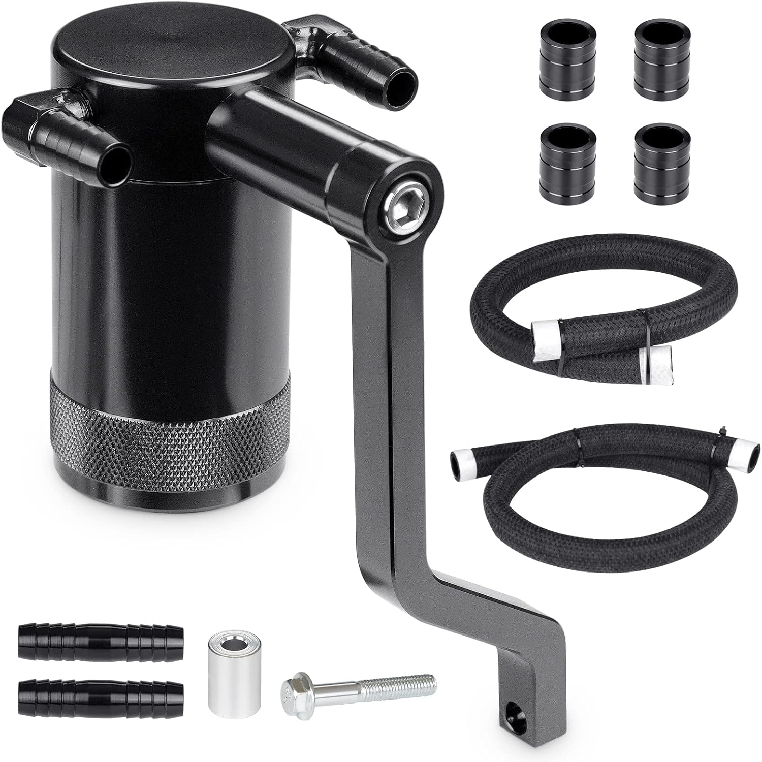 JDMON Oil Catch Can Oil Separator Reservoir Tank Compatible with 2011-2021 Dodge Challenger Charger Chrysler 300 5.7L 6.4L HEMI with Z-Bracket, Black