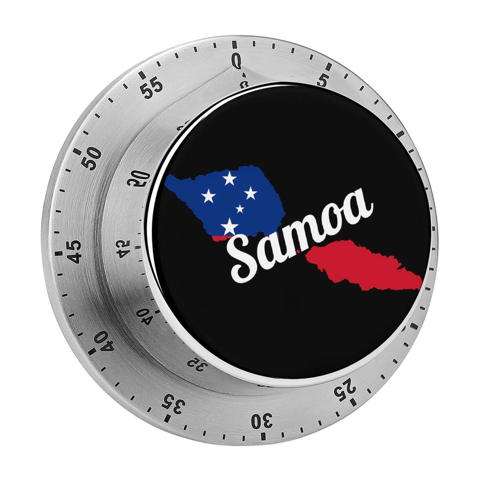 U.S.A.Samoa Map Flag Mechanical Timer with Alarm for Kitchen Cooking Productivity Stainless Steel Timers