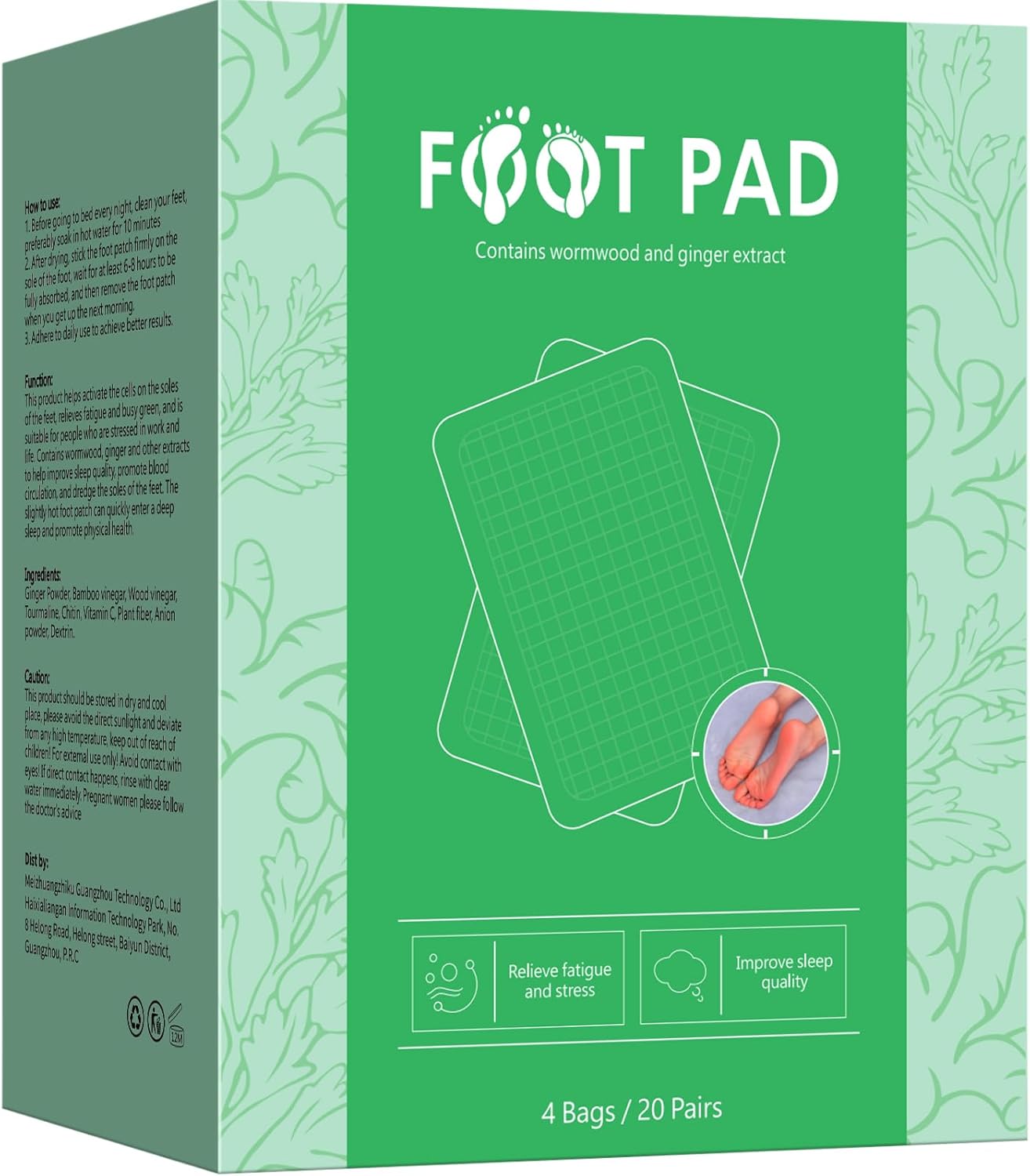 Natural Cleansing Foot Pads – 40PCS, Deep Cleansing Foot Pads with Ginger, Wormwood, Bamboo Vinegar for feet Care, Relieve feet Fatigue, Suitable for Travel or Home Use