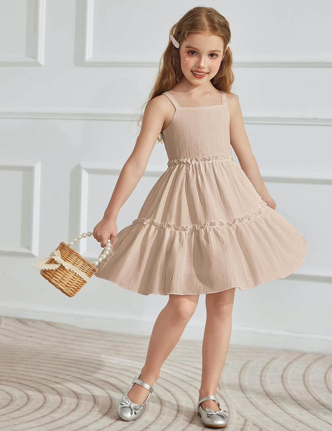 Arshiner Girls Spaghetti Strap Dress Toddler Summer Dresses Kids Beach Casual Sundresses with Pockets for 1-7t - Image 3