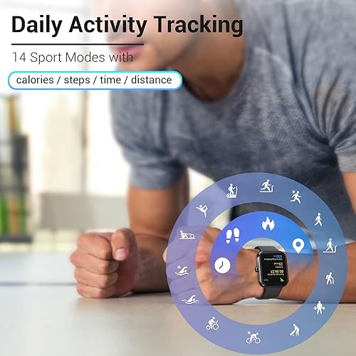 Miniatura 5 de Wohingo Reloj inteligente para mujer  Reloj de fitness de 1.69 pulgadas con pantalla táctil impermeable de 5 ATM de color HD, monitor de sueño de