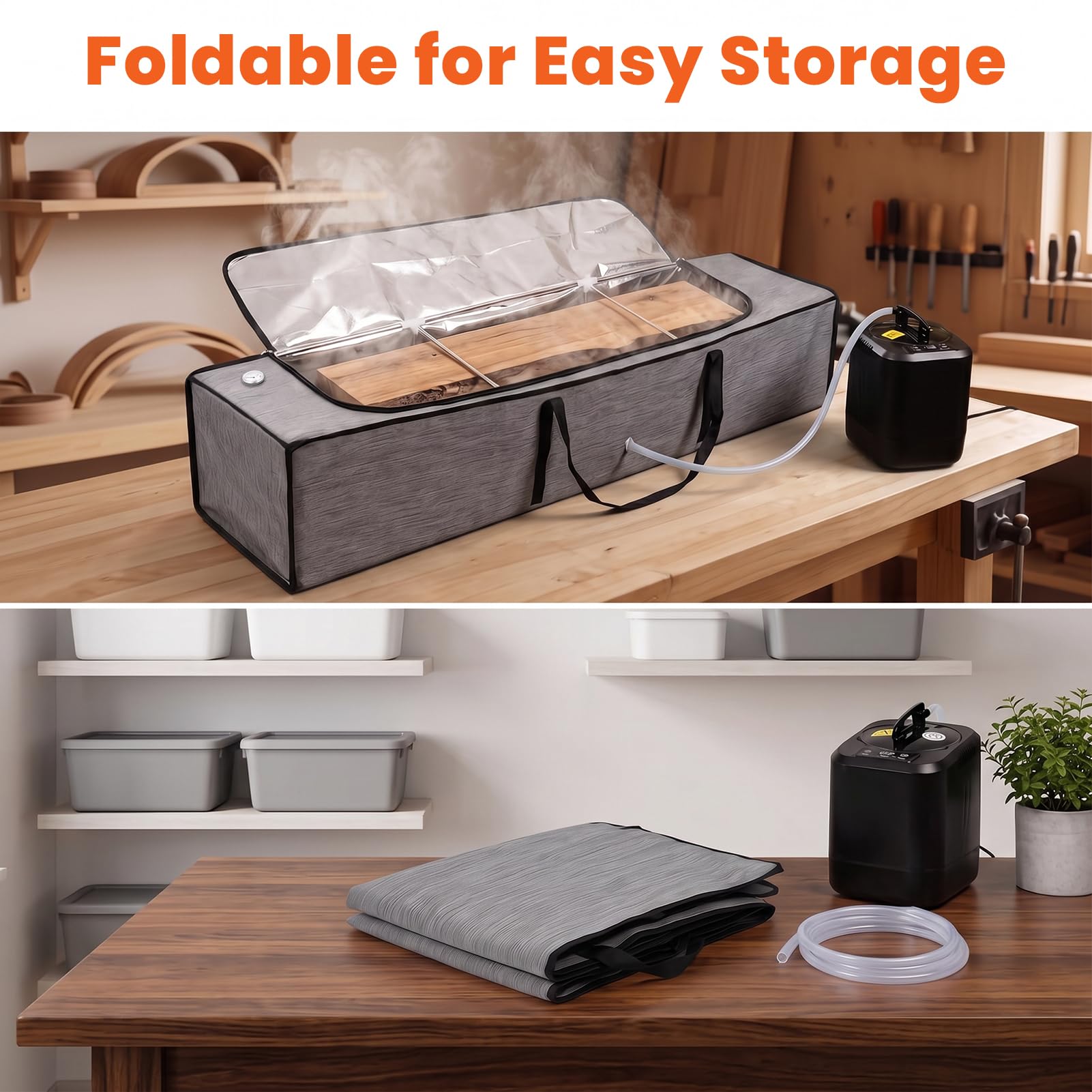 Kit de generador de vapor de madera mejorado con caja de vapor plegable