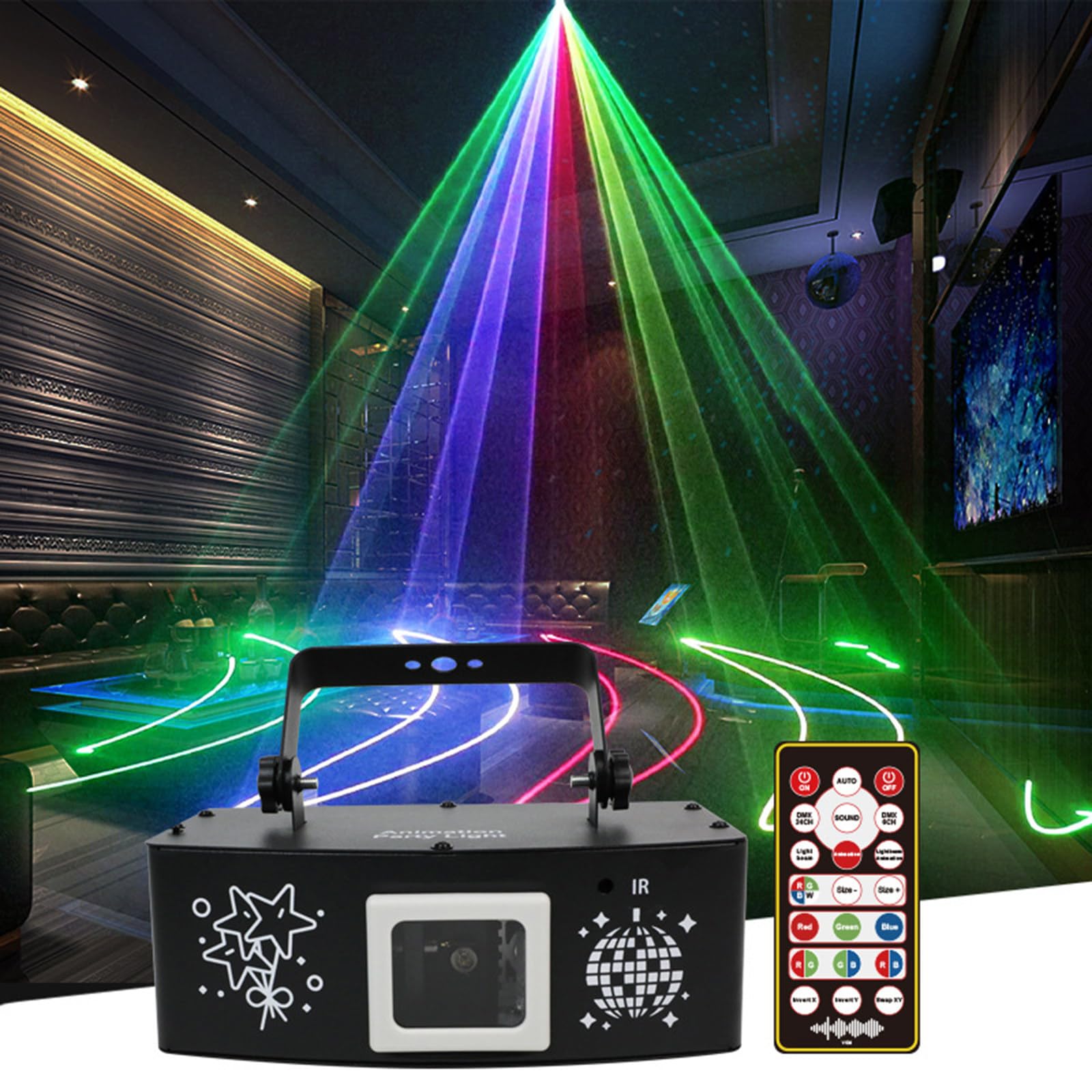 Projecteur laser disco pour mariage et fête à la maison avec motifs colorés
