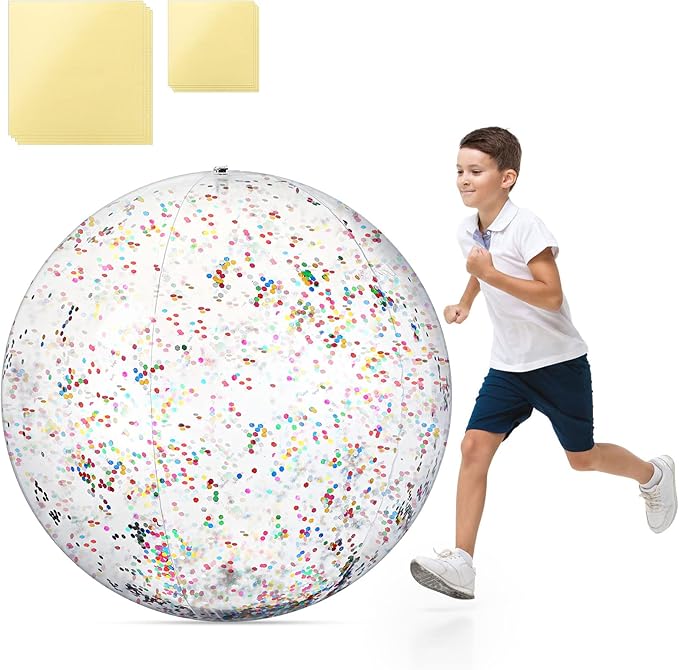 60 Inch Giant Beach Ball Large Inflatable Ball Glitter Beach Ball Jumbo Swimming