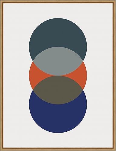 Amanti Art The Creative Bunch Studio - Lienzo enmarcado para pared, diseño de círculos retro modernos en capas en colores brillantes (18 pulgadas de