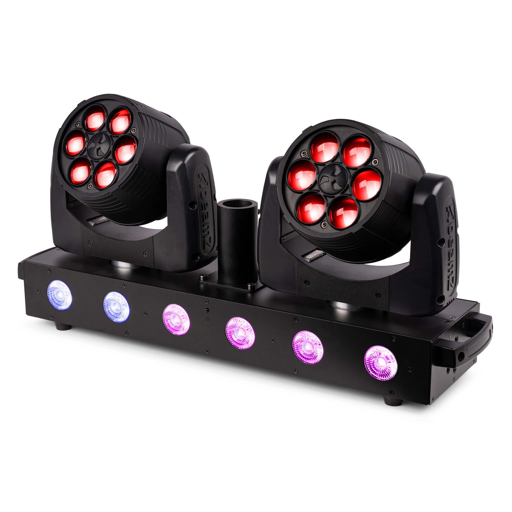 BeamZ Fuze Twin Wash Moving Head Bar, 2x RGBW LED Moving Heads + LED Bar, Lichtorgel Musikgesteuert, DMX, Zoomfunktion, Bühnenlicht für DJ, Events, Club & Live-Auftritte