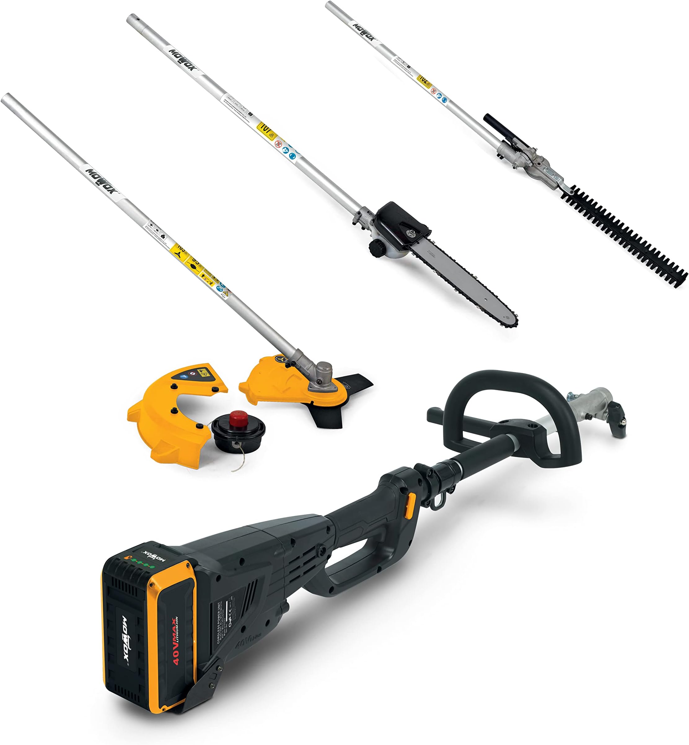 MowoxEBC 40 Li MT Set 40 V 4-in-1 Garden Care Multitool Set with Grass Trimmer, Brushcutter, Chainsaw and Telescopic Hedge Trimmer (without Battery)