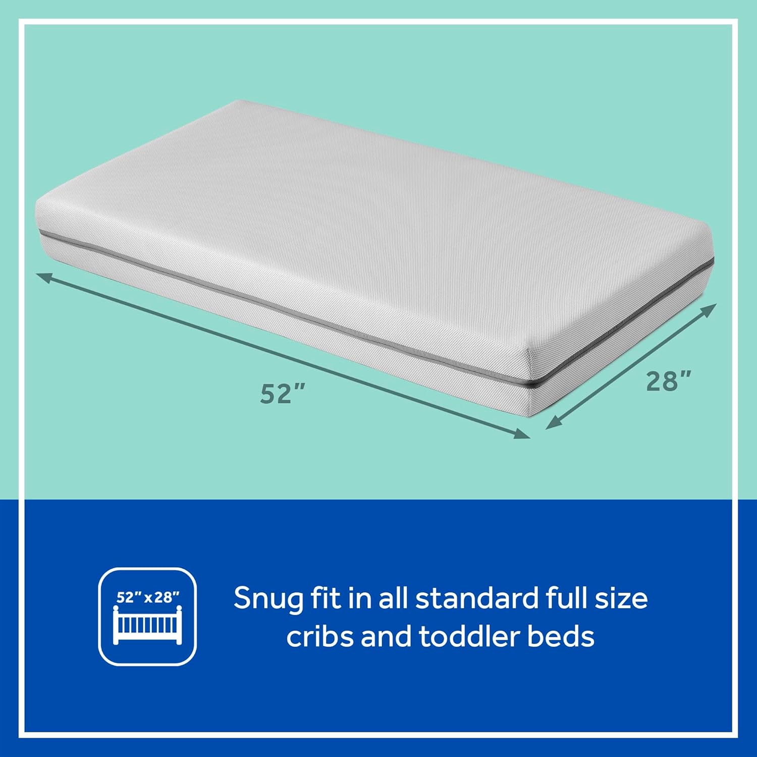 Sealy Baby DuoBreathe 2 Stage Breathable Crib Mattress, GREENGUARD Gold Certified, Made in USA, Waterproof, Premium Dual Firmness and Hypoallergenic, Toddler Bed Fit, 52x28 - Image 3