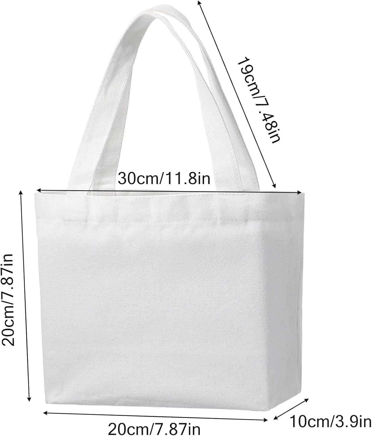12 Pcs Small Canvas Tote Bags for Kids Mini Gift Bulk for Painting DIY Arts & Crafts Thick Fabric Bland Bags，11.81×7.87×3.94 Inch - Image 4