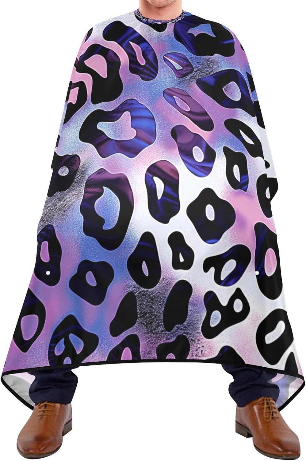 Leopard Print Professional Kids Haircut Cape with Adjustable Snap Closure, Essentials for Cutting Hair at Home capa para barbero 65" x 55"