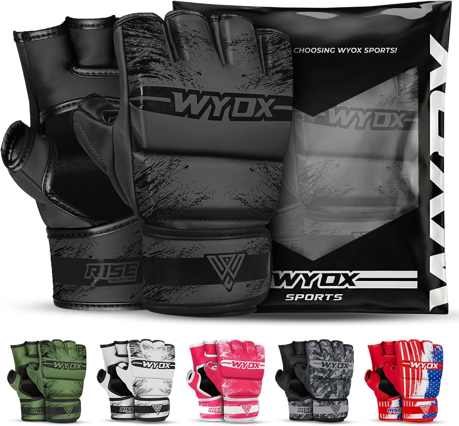 MMA Gloves for Men & Women – Open Palm Sparring Gloves for Grappling, UFC Training, Kickboxing, Muay Thai & Combat Sports with Wrist Support