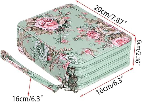 Miniatura 3 de BTSKY Estuche de lona con cremallera, 72 ranuras, prácticos portalápices con patrón de impresión para lápices de acuarela Prismacolor, lápices de