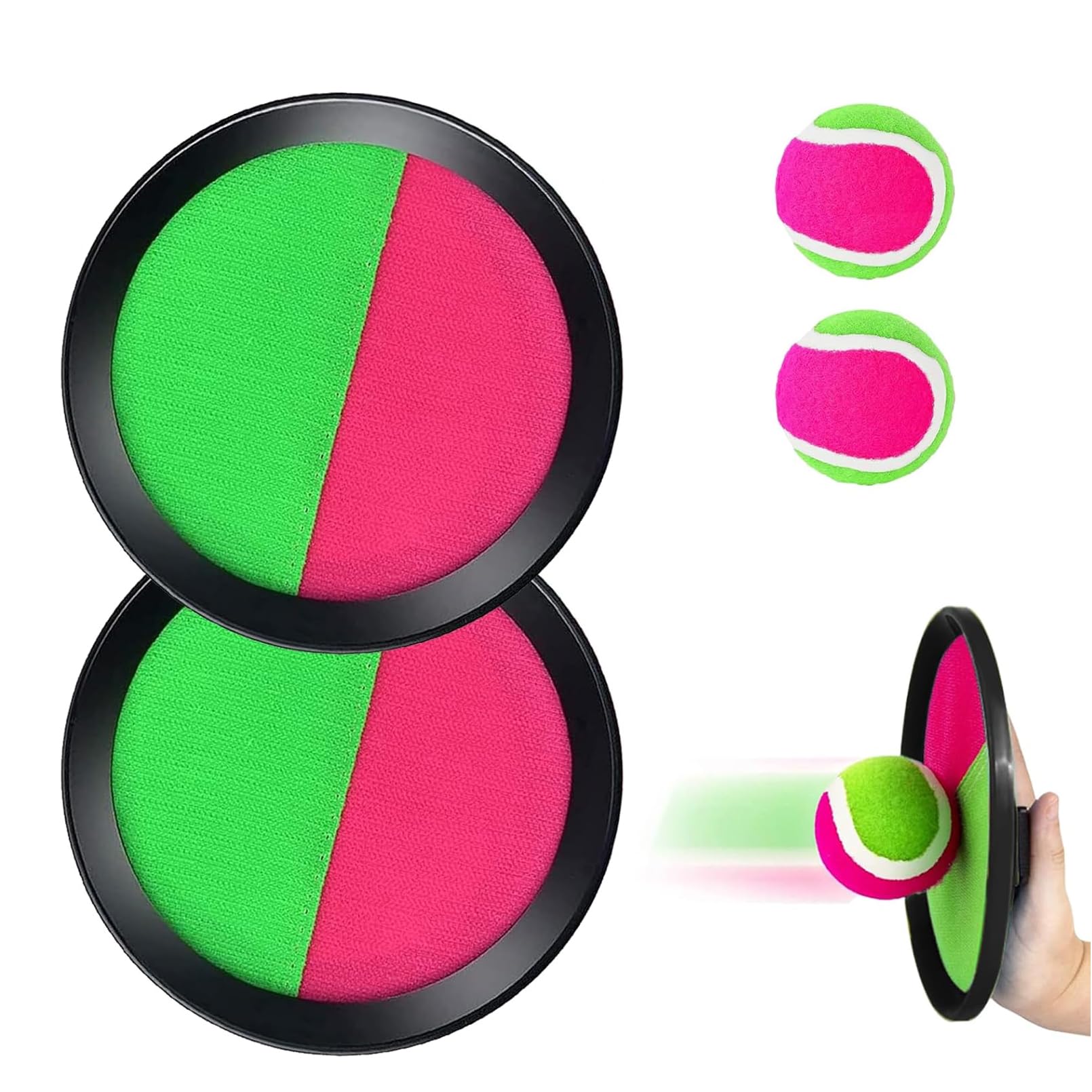 Captura Bolas Raqueta Set, Juego de Bola y Lanzamiento, 2 Palas y 2 Bolas, para Playa Agua Jardin Exterior Interior Piscina Terraza, Infantiles Adult 2 3 4 5 6 7 8 9 10 Años