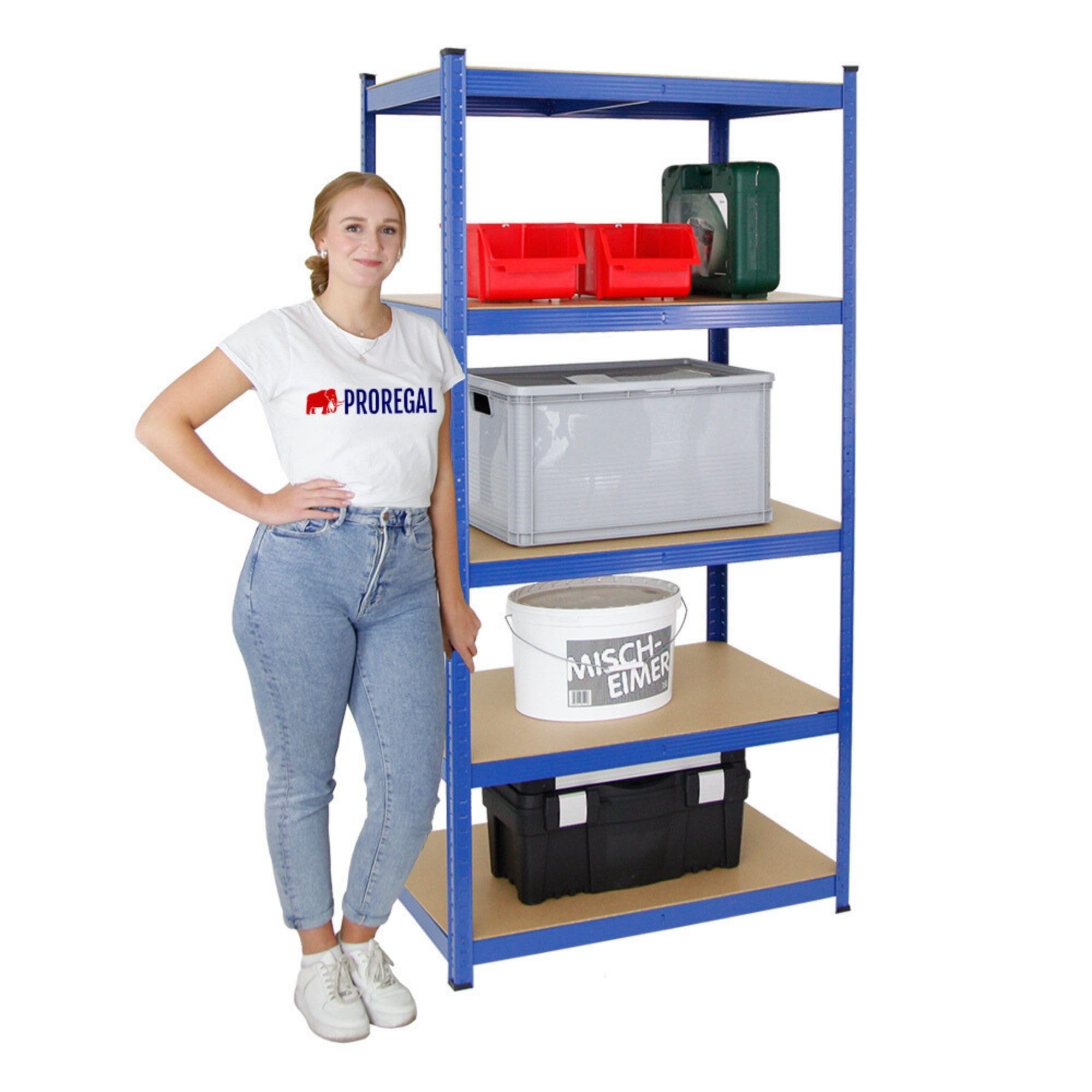 PROREGAL Mega Deal 4X Étagère Robuste Taurus | HxLxP 180x90x60cm | Charge du Compartiment 175kg | Bleu | Pour Garage et Cave