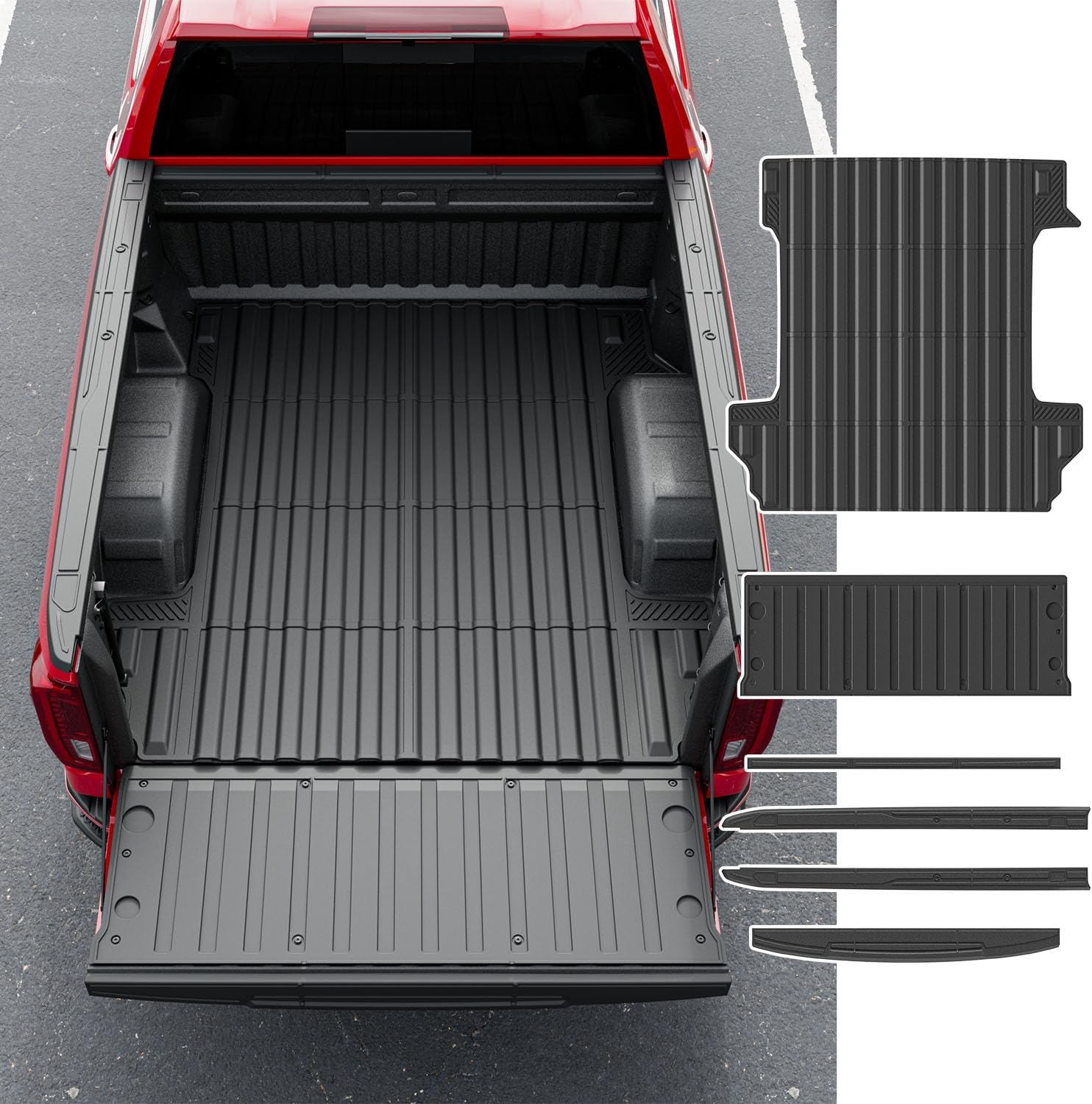 powoq 5.8FT Bed Mat Truck Bed Rail Caps Compatible with 2019-2026 Chevy Silverado 1500 Tailgate Mat TPE Tailgate Cap Top Protector Replacement for 2019-2026 Chevy Silverado Accessories