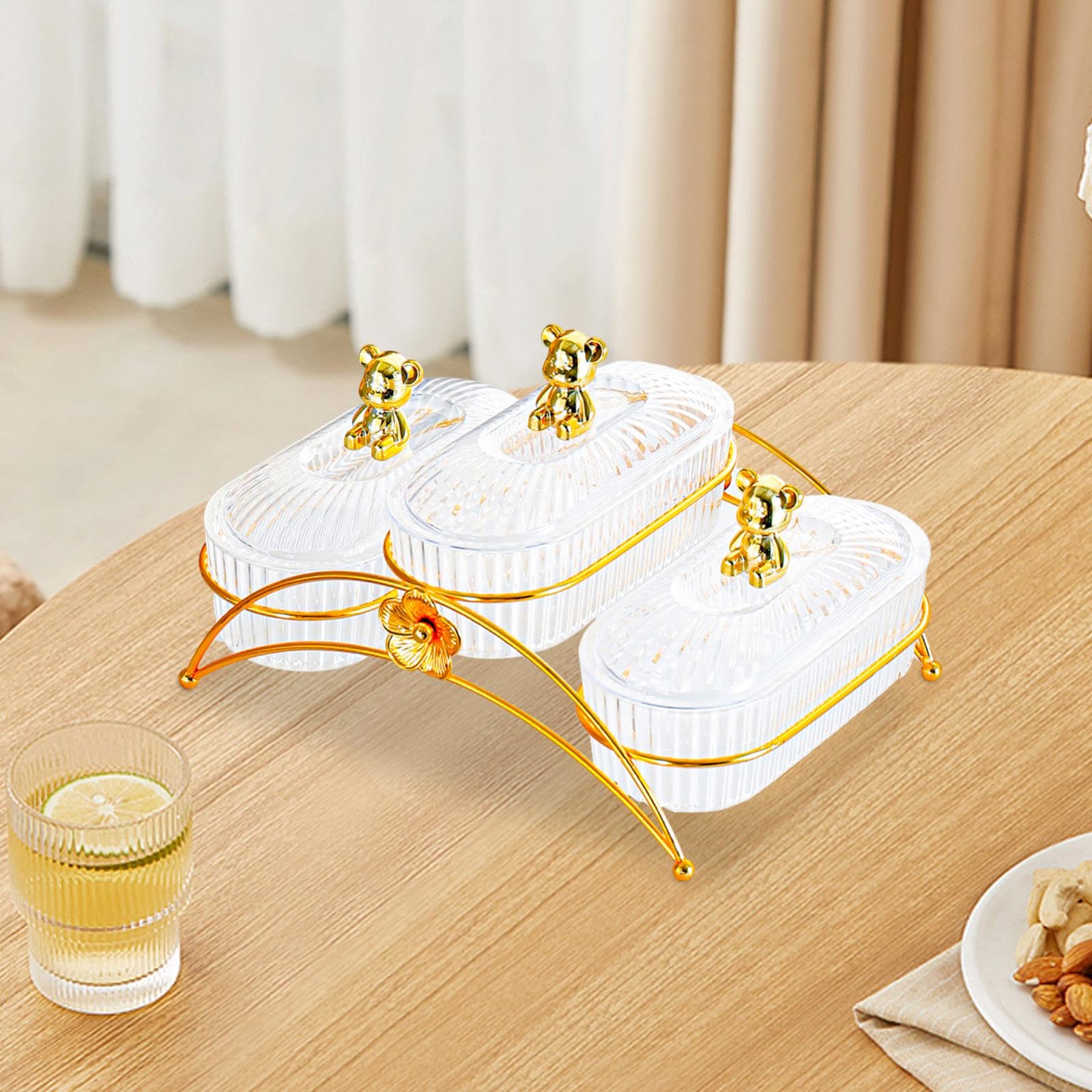 ヨーロピアン風 花柄陶器製 蓋付きお菓子ボックス スナックトレー 果物