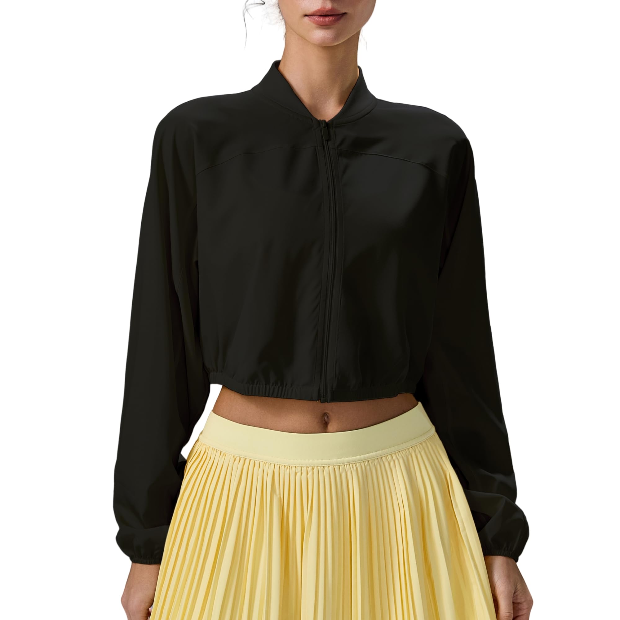 altiland Lightweight Workout Jacket for Women, Cropped Full Zip Athletic Gym Running Jackets UPF 50+