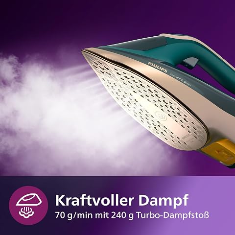 Philips Azur 8000 serisi buharlı ütü – 70 g/dk sürekli buhar, 240 g turbo buhar çıkışı, 3000 W güç, OptimalTEMP teknolojisi, yeşil opal (DST8030/70)