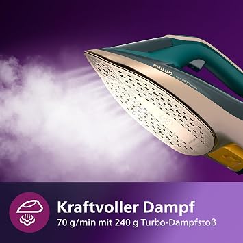 Philips Azur 8000 serisi buharl   t    70 g/dk s rekli buhar, 240 g turbo buhar  k , 3000 W g , OptimalTEMP teknolojisi, ye il opal DST8030/70