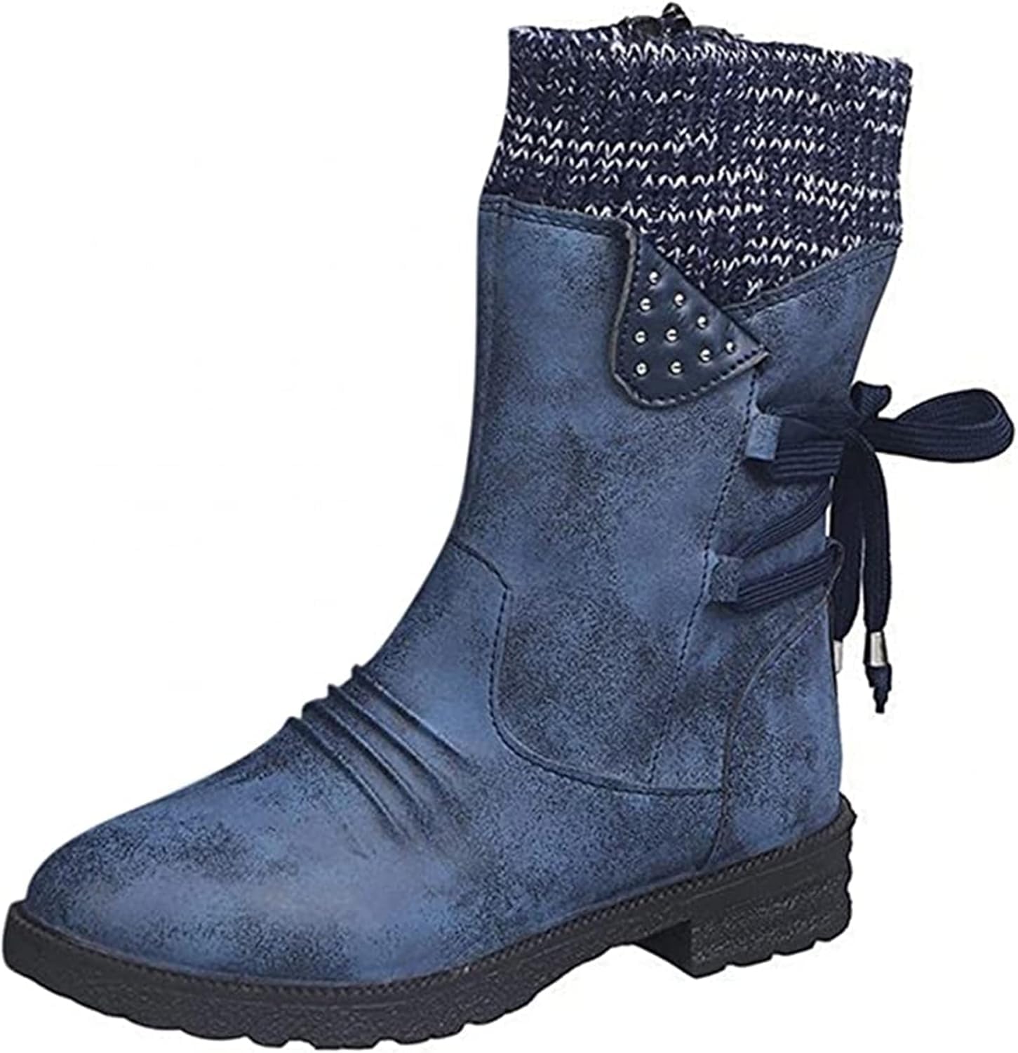 Womens Snow Boots Winter Warm Round Toe Lace Up Boot Western Platform Cowboy Boots Hiking Booties Non Slip