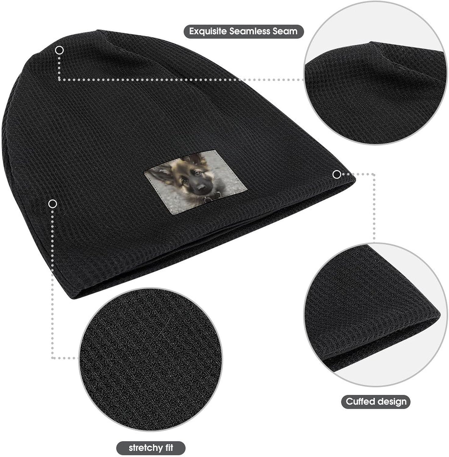 Stylish Cute German Shepherd Puppy Printed Winter Pullover Hats for Men and Women Combine Warmth and Style