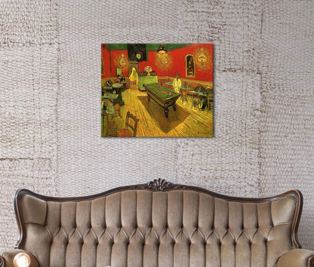 Wieco Art Large Classic Canvas Prints Wall Art The Night Cafe in the Place Lamartine in Arles by Van Gogh Famous Abstract Oil Paintings Reproduction Artwork Giclee Pictures for Home Office Decor