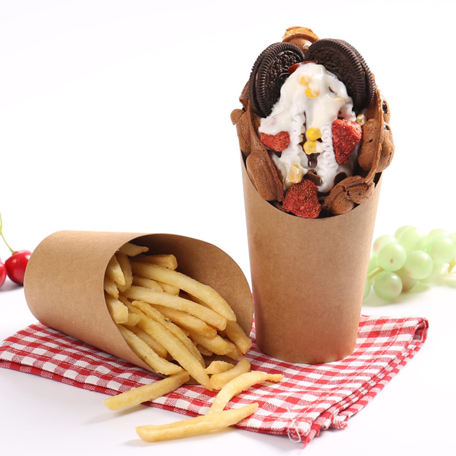 50 Snackbecher Aus Kraftpapier (470 Ml) – Schwarz, PE-beschichtet, Für Eis, Pommes & Partys