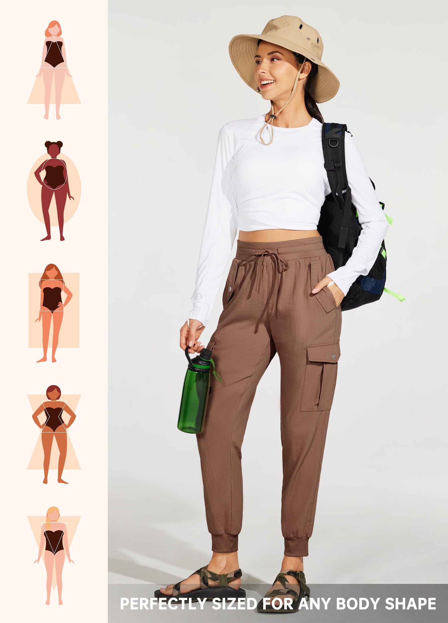 WILLIT Pantalon de jogging cargo pour femme - Pantalon de jogging léger à séchage rapide - Pantalon cargo - Pantalon d'extérieur - Pantalon de jogging athlétique - Pantalon décontracté - Imperméable