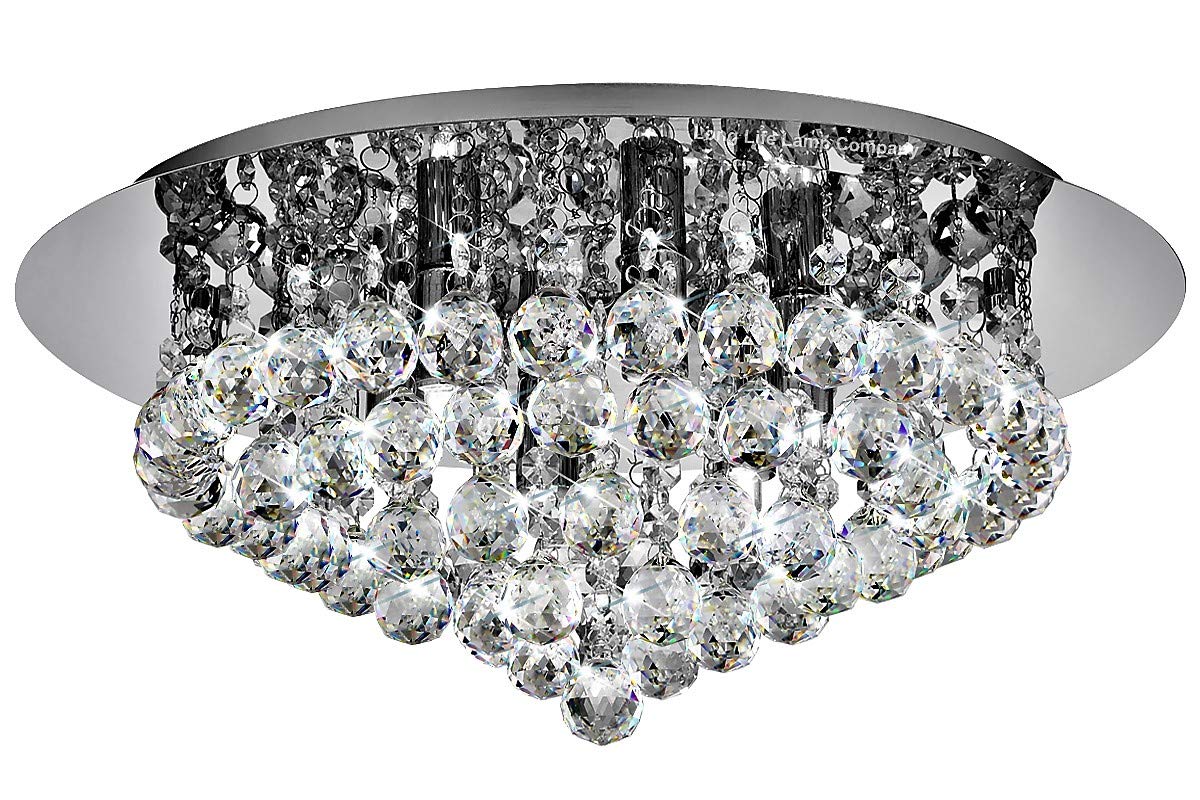 Modern Elegant Round Crystal Chandelier Ceiling Light 72 Droplets 6 Lamp Holder Reflective Silver Base M0063