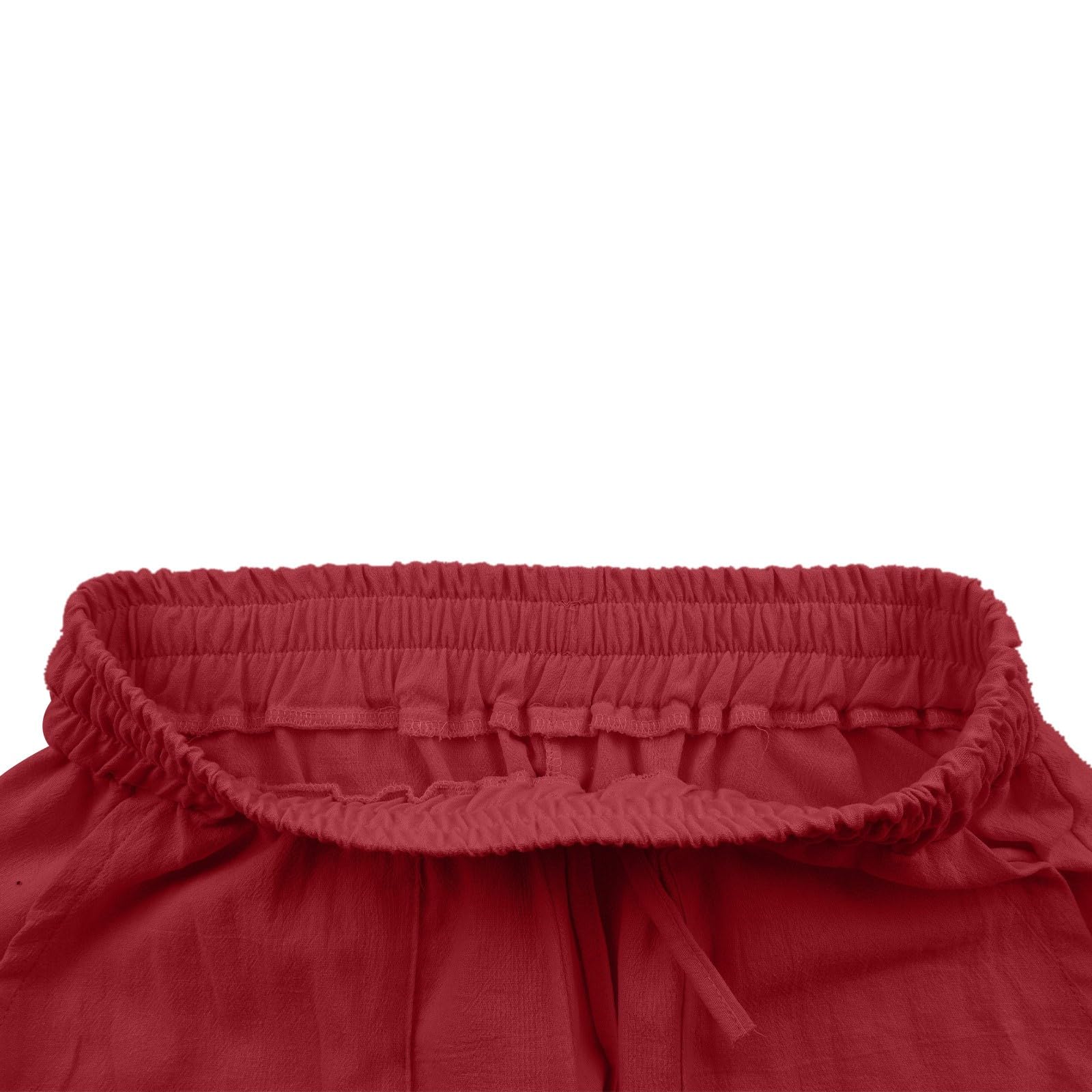 Generisch Pantalon de loisirs pour femme - Pantalon d'été en coton - Couleur unie - Pantalon de jogging - Taille élastique avec cordon de serrage - Jambe large - Avec poches - Pantalon de plage