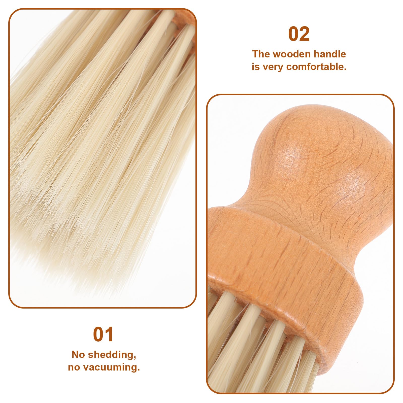 MAGICLULU Soft Bristle Cleaning Brush with Wooden Handle, round Dusting Hand Broom for Hair Salon, Car Interior, Keyboard and Bench Cleaning, Comfortable Dust Removal Tool for Indoor Use — view 6