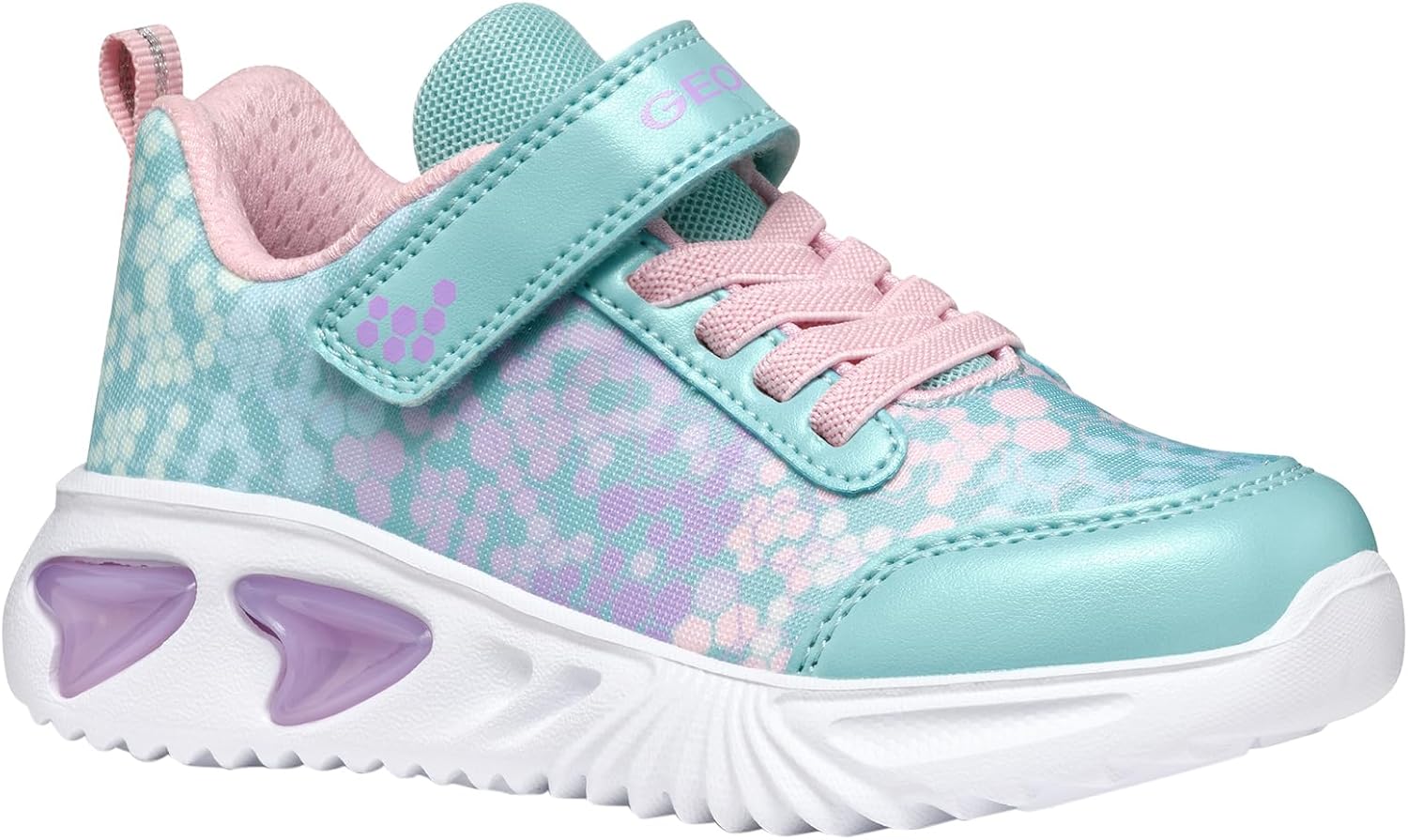 Geox J ASSISTER GIRL D Sneaker, wit/meerkleurig, 26 EU, Wit Multicolor, 26 EU