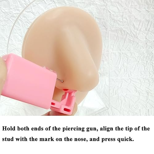 Miniatura 5 de Vessantara Kit de 2 piercings de nariz desechables con herramientas de perforación de oro (G201-2)