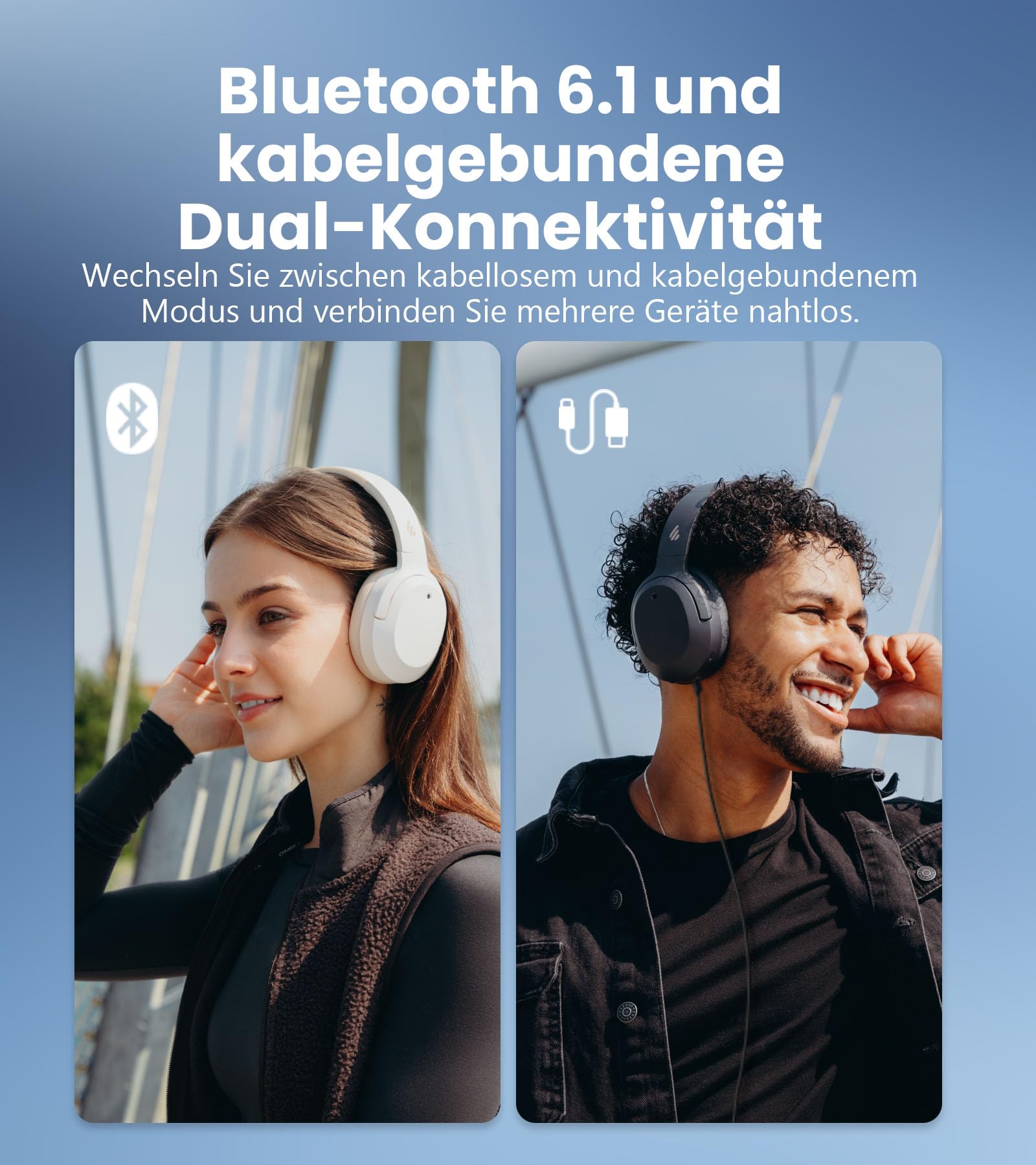 Edifier W820NB Plus Gen 2 Faltbarer Bluetooth V6.1 Over-Ear-Kopfhörer mit -49 dB Geräuschunterdrückung, kabellos und kabelgebunden, Hi-Res-Audio, 88 Stunden Spielzeit, räumlicher Klang (Dunkelgrau)