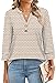 OFEEFAN Womens Fall Fashion 2025 Plus Size Blouses Business Casual Outfits Work Shirt Henley Blouses Stripe 3XL