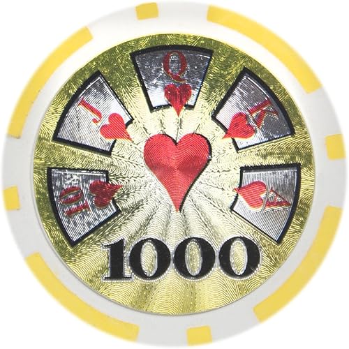 Vista 20 de Brybelly Hi-Roller - Chip de póquer pesado compuesto de arcilla de 0.49 oz, paquete de 50 Morado ($500 Purple)