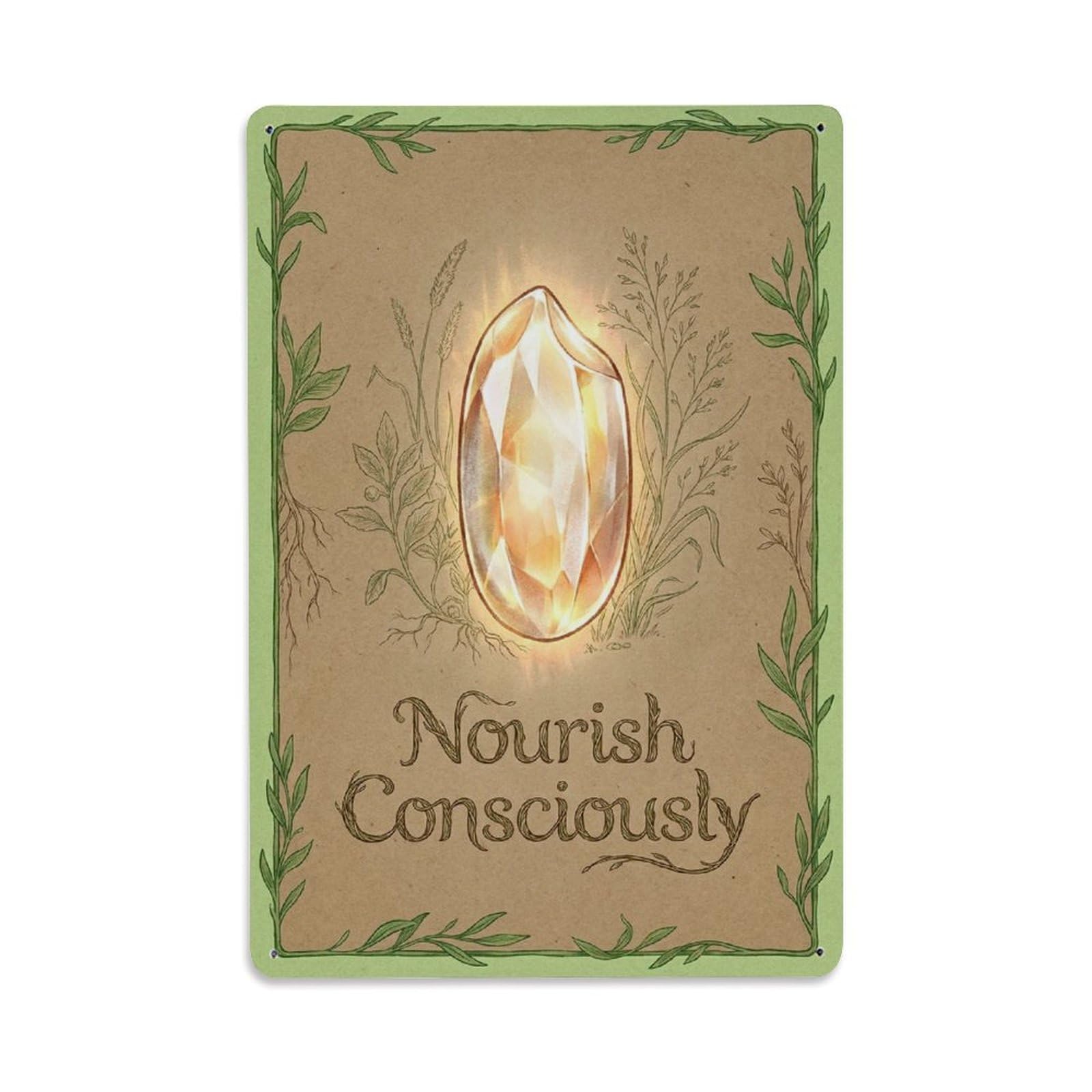 Zen Mindful Conscious Nourishment Calm Eating Spiritual Symbol Metal Tin Sign Plaque Wall Decor for Cafe, Man Cave, Club Bar, Office, Home Garden Round Metal Poster 8x12Inch