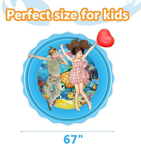 Miniatura 7 de Mademax Almohadilla de salpicaduras de 79 pulgadas alfombra de juego de rociadores y salpicaduras inflable de verano para exteriores juguete de agua