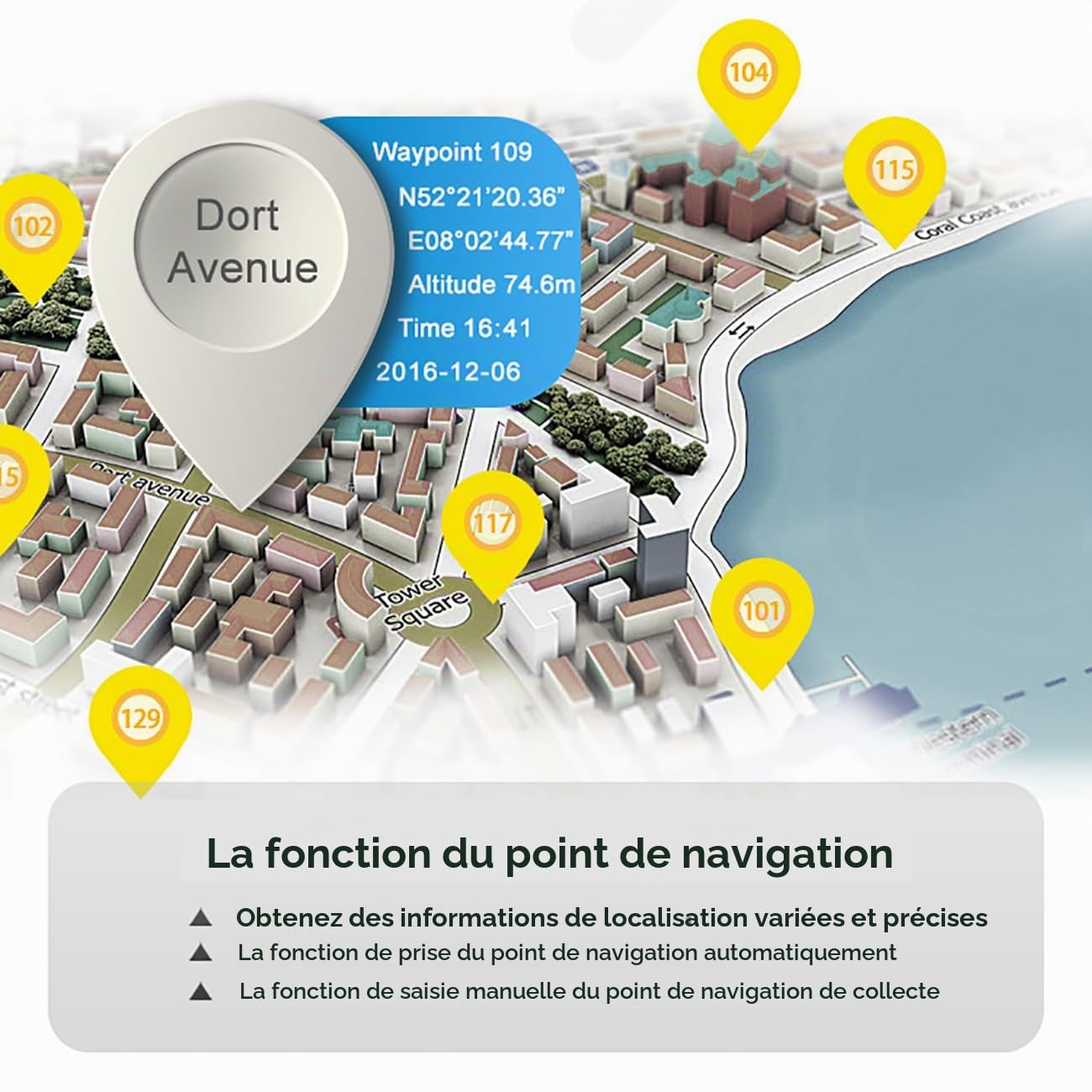 Instrument de Mesure de Terrain GPS Portable de Haute Précision - Navigation en Temps Réel, Rechargeable, Mesure d'Altitude - Idéal pour l'Arpentage, Édition d'Itinéraire - Mesure de