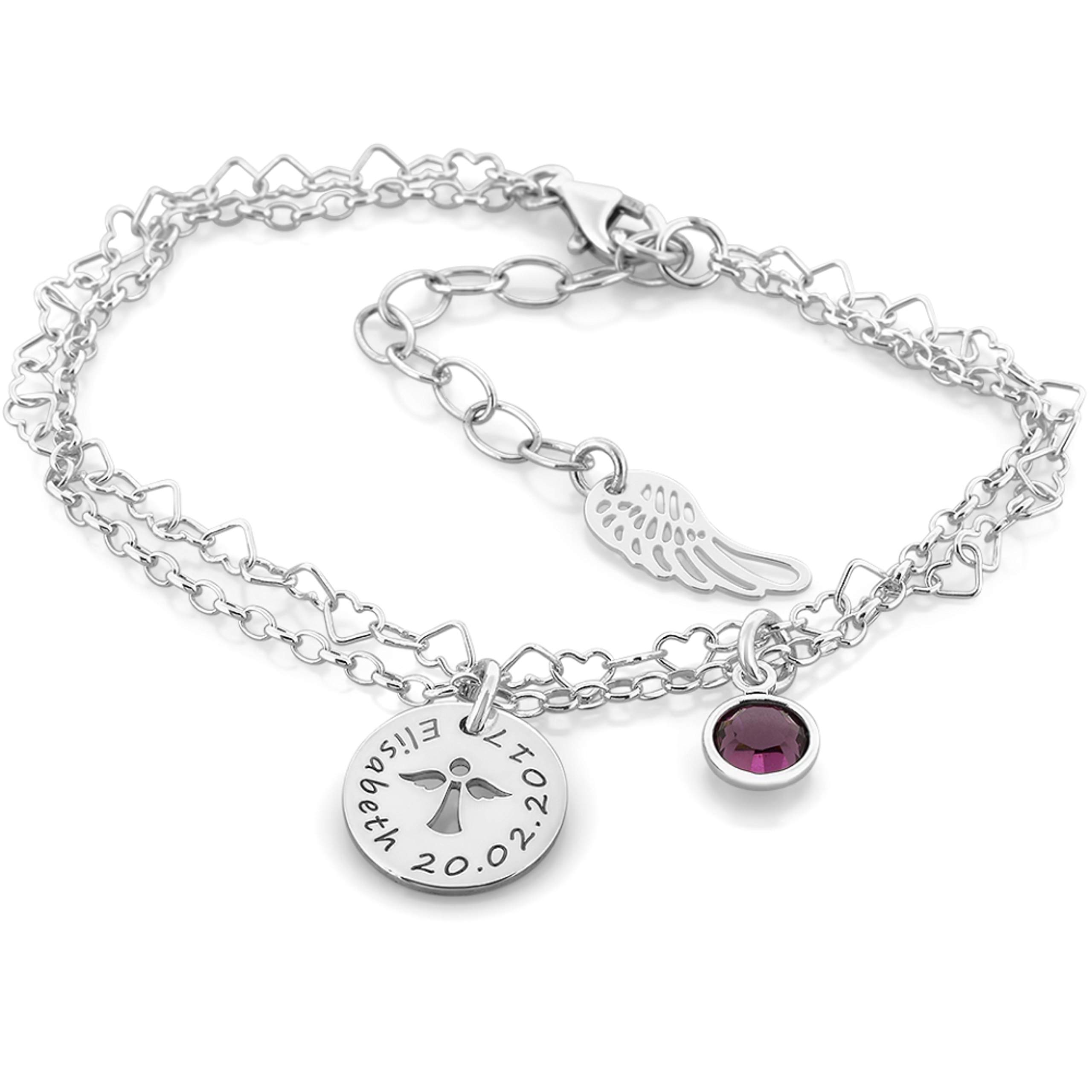 Taufarmband Silber Mädchen oder Junge Armband mit Engel zur Taufe mit Gravur Armkettchen für Baby und Kinder Silberarmband Patenkind Schutzengel | HANDMADE IN GERMANY