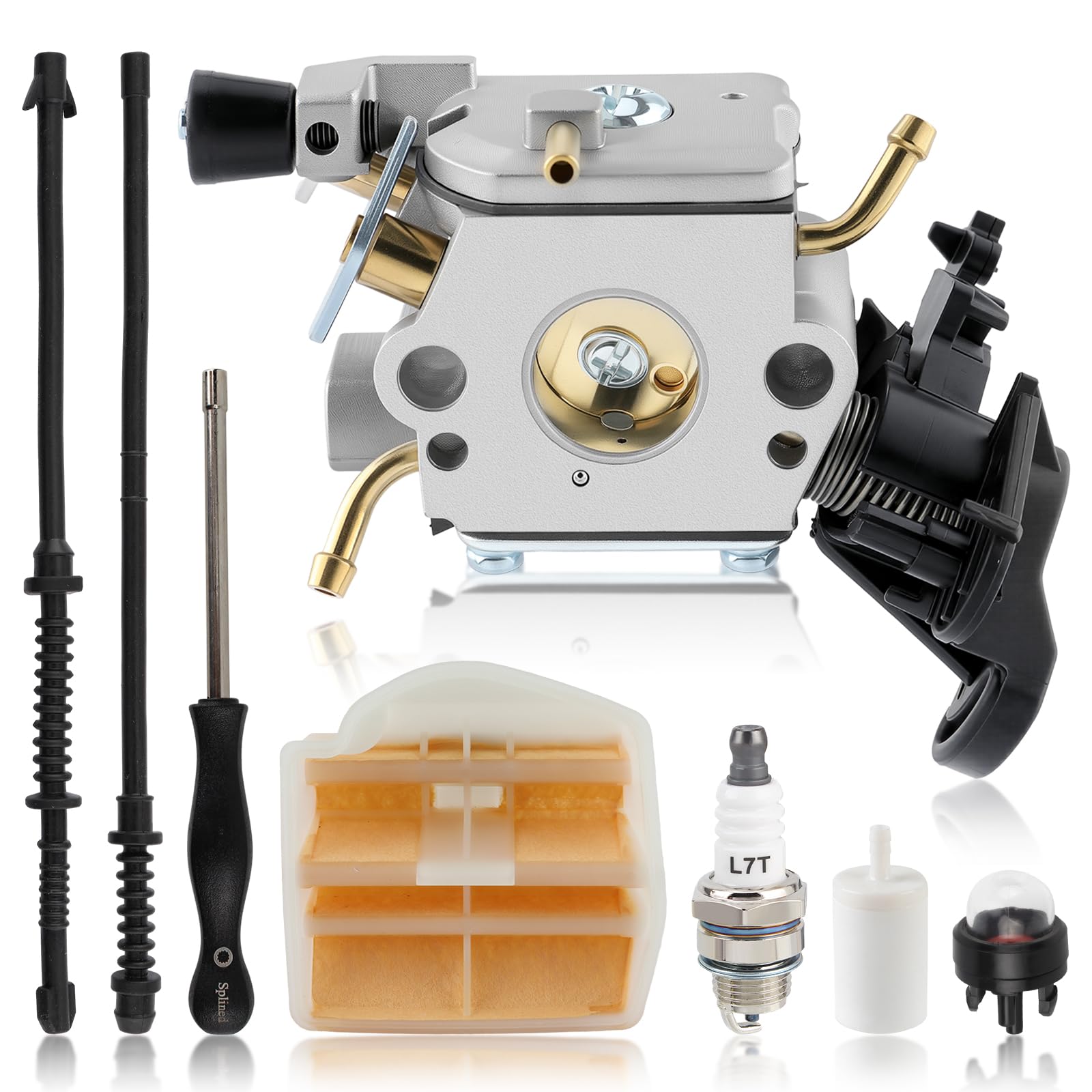 CARBBIA Carburetor Kit Compatible with Husqvarna 445 445E 450 450E Chainsaw C1M-EL37B 506450401 506 45 04-01 Carb with Screwdriver Air Filter Fuel