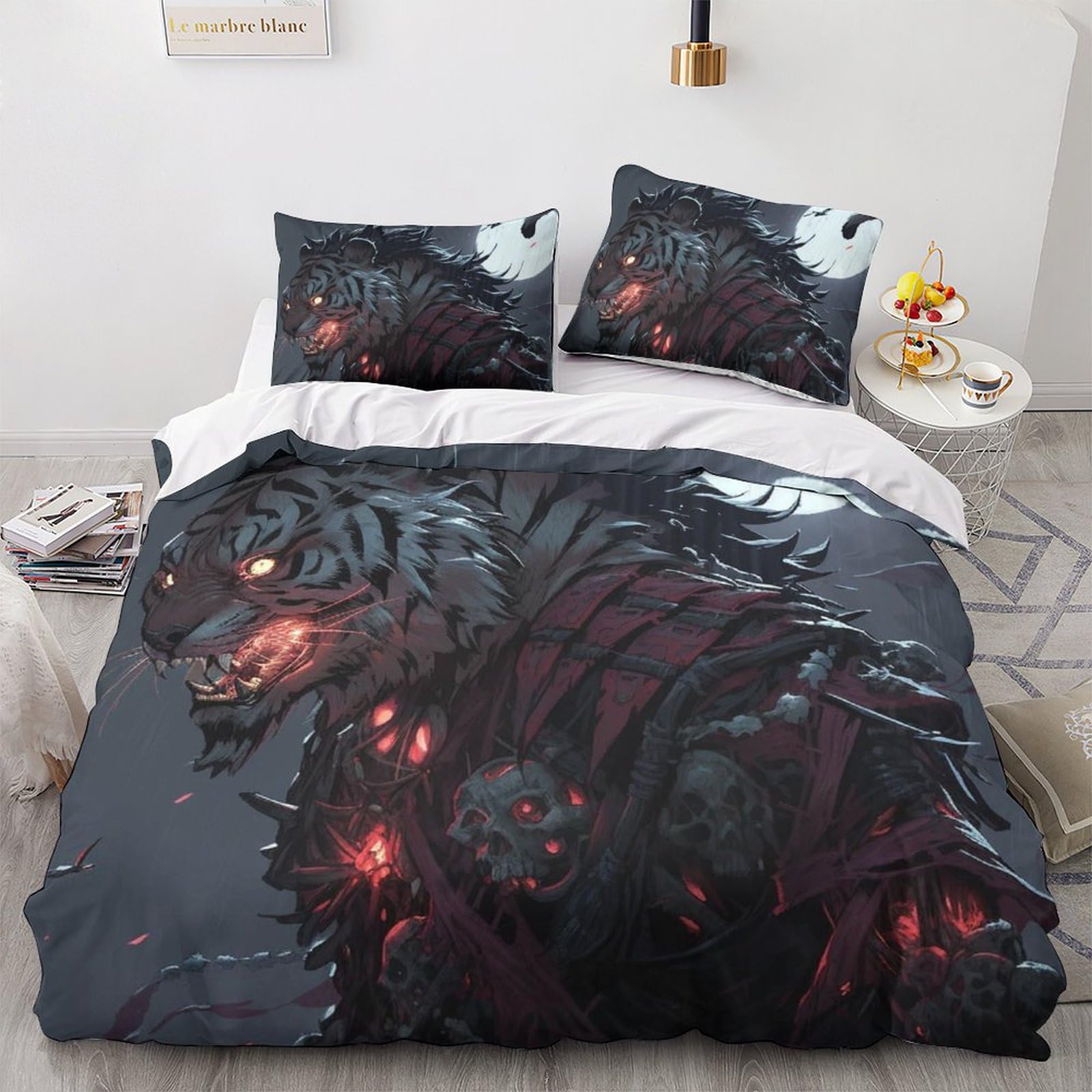 Housse de couette 200x200 motif tigre zombie pour une décoration de chambre moderne
