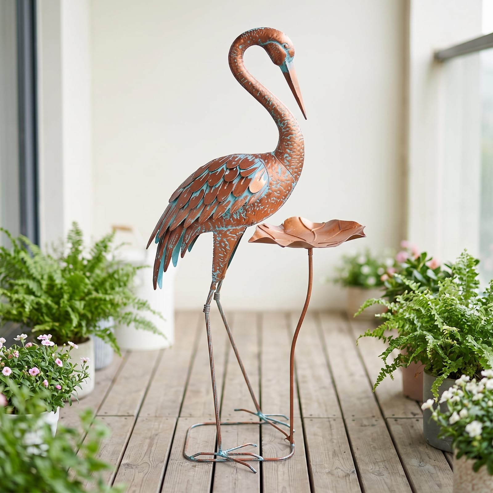 tränke mit Metall Gartenfigur Wetterfest futterstation für Gartenbesitzer, Garten, Garten