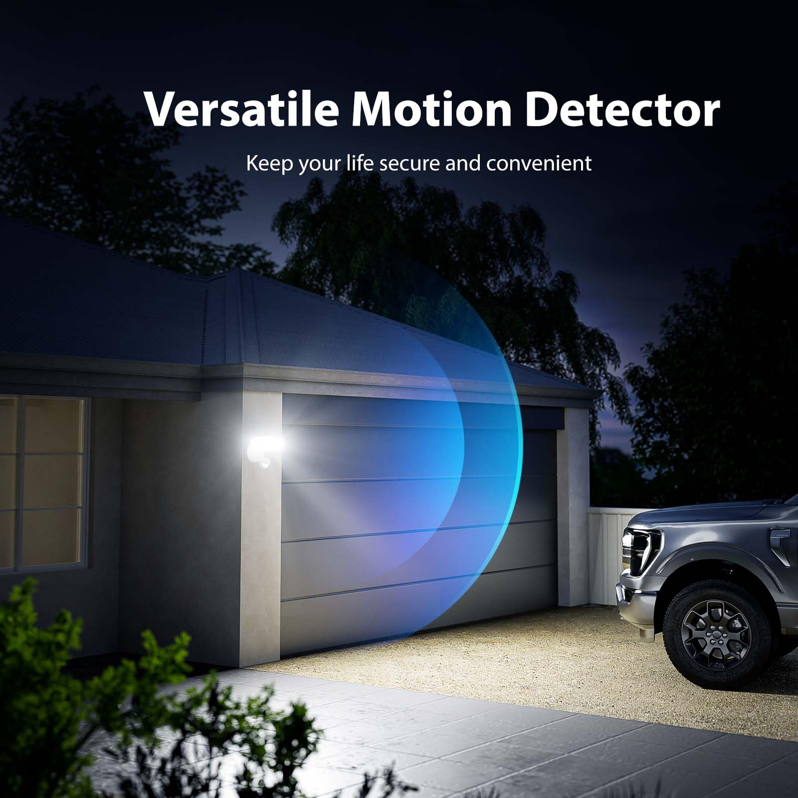 Onforu 55W Foco de Seguridad con Sensor de Movimiento, 3 Cabezas 5000 LM Foco Exterior LED, IP65 Impermeable Proyector Foco LED con Detector, 6500 K Blanco Frío para Jardín, Patio, Garaje, Entrada