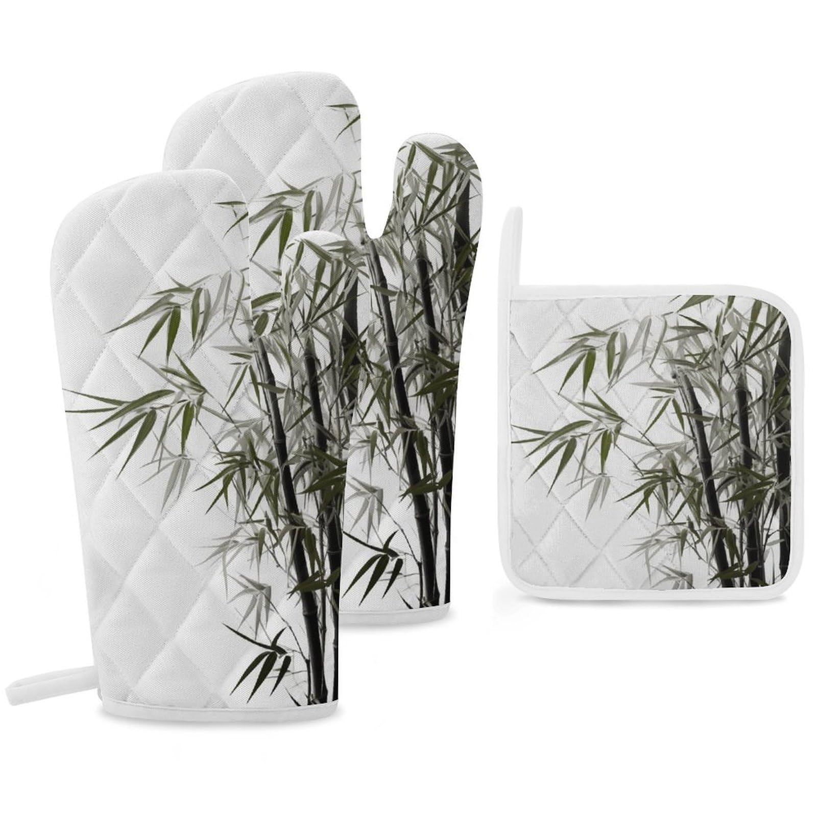 Maniques de cuisine asiatiques lot de 3 avec doublure coton anti-chaleur